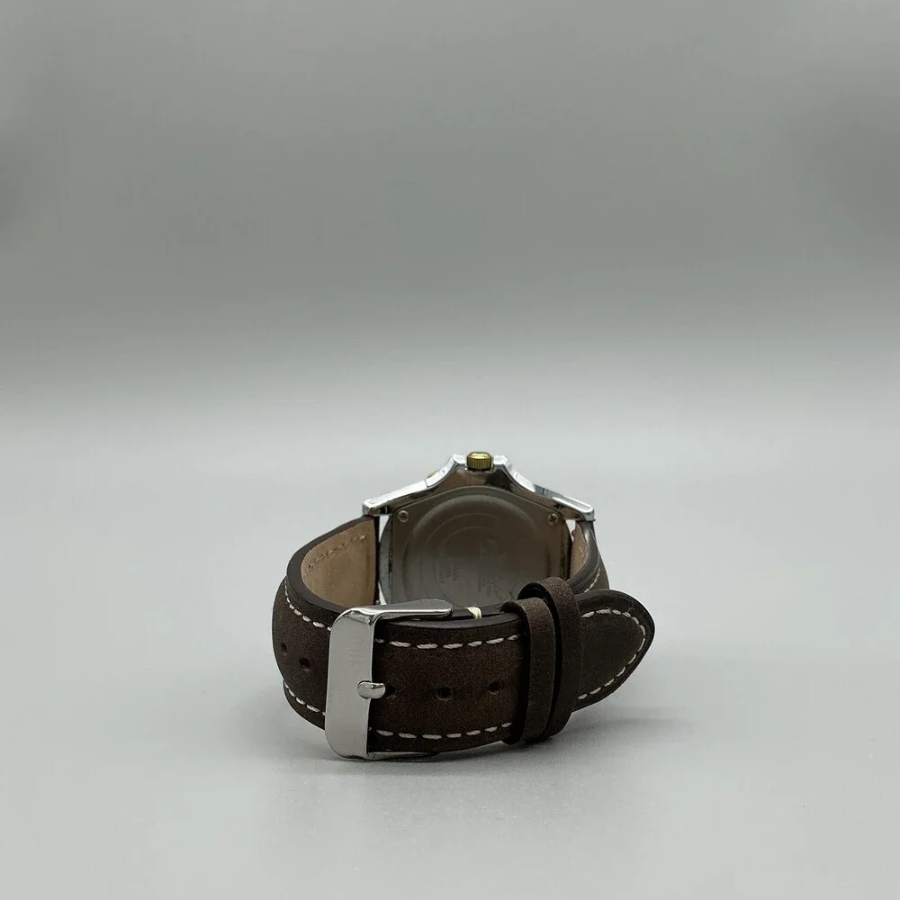 Freestyle Mens Watch 40mm White Dial Brown Leather Rotating Bezel New Battery